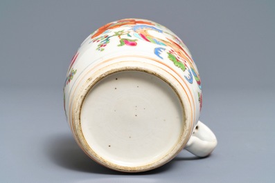 A Chinese famille rose 'Pompadour' mustard jar and a Pronk 'Doctor's visit' saucer, Qianlong