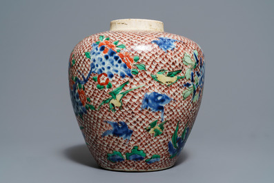 A Chinese wucai ginger jar, Transitional period