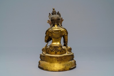 A Sino-Tibetan gilt bronze figure of a White Tara, Ming