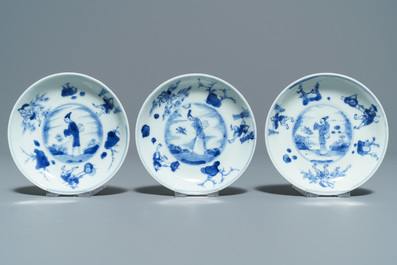 A varied collection of Chinese blue and white wares, Kangxi