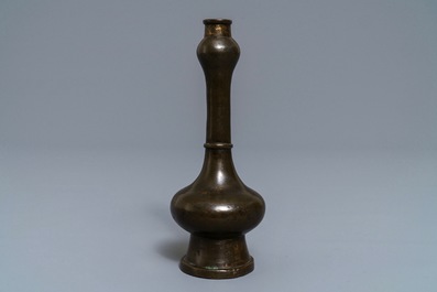 A Chinese gold-splashed bronze 'garlic head' vase, Ming
