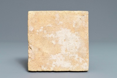 A polychrome Dutch maiolica soldier tile, 1st quarter 17th C.