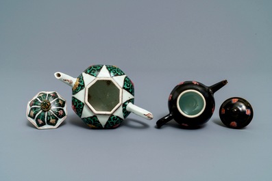 Deux thei&egrave;res couvertes en porcelaine de Chine famille noire, Yongzheng/Qianlong