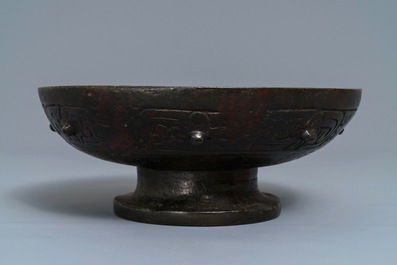 A Chinese bronze footed bowl, Ming