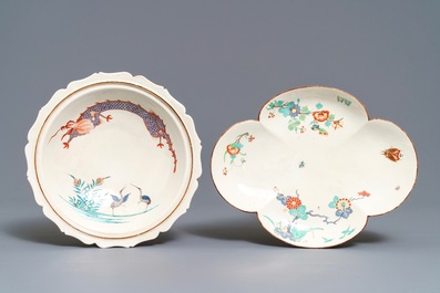 Three Kakiemon-style porcelain wares, Chantilly, France, 18th C.