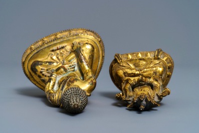 Two Sino-Tibetan gilt bronze figures of Buddha Shakyamuni and Avalokiteshvara, 18/19th C.