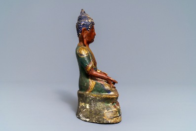 Un mod&egrave;le de Bouddha Bhaisajyaguru en bronze polychrom&eacute;, Sino-Tibet, 17/18&egrave;me
