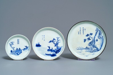 Een collectie divers Chinees 'Bleu de Hue' porselein voor de Vietnamese markt, 19e eeuw