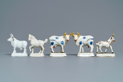 A varied collection of Dutch Delft models of animals, 18th C.