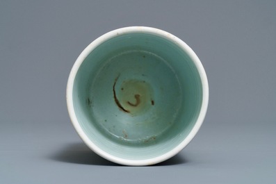 A Chinese famille verte 'carps' brush pot, Kangxi