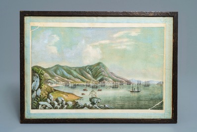 Tingqua (Canton, ca. 1809-1870), studio of: View on Hong Kong, gouache on pith paper, ca. 1845-1855