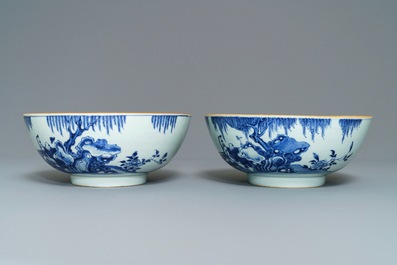 Een paar Chinese blauwwitte kommen, Yongzheng/Qianlong