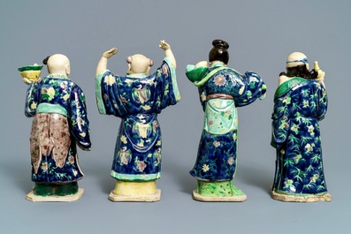 A Chinese 'Eight Immortals' set of enamelled biscuit figures, Republic, 20th C.