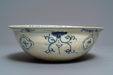 A large Chinese blue and white Swatow bowl, Ming
