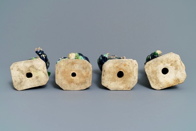 Een Chinese set met 'De Acht Onsterfelijken' in deels ge&euml;mailleerd biscuit, China, 20e eeuw