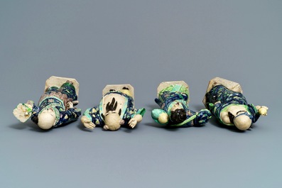 A Chinese 'Eight Immortals' set of enamelled biscuit figures, Republic, 20th C.