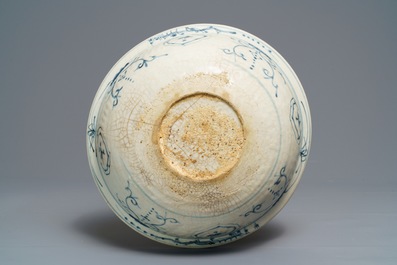 A large Chinese blue and white Swatow bowl, Ming