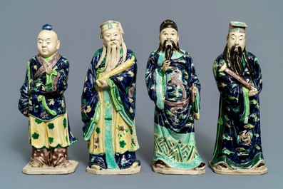 A Chinese 'Eight Immortals' set of enamelled biscuit figures, Republic, 20th C.