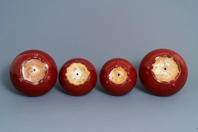 Four Chinese sang de boeuf alms bowls, 19/20th C.