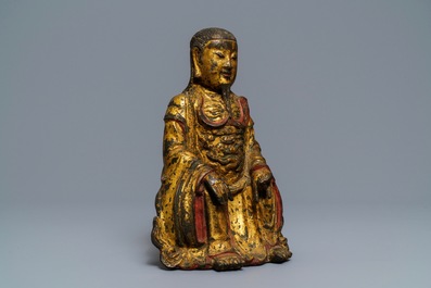 A Chinese gilt-lacquered bronze figure of Zhenwu, Ming