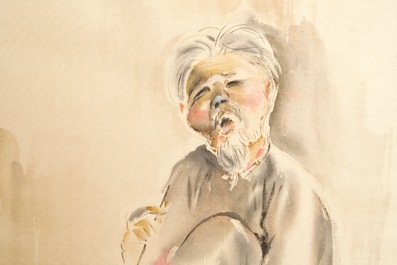 Tu Duyen (Vietnam, 1915-2012): aquarelle sur soie, dat&eacute;e 1974
