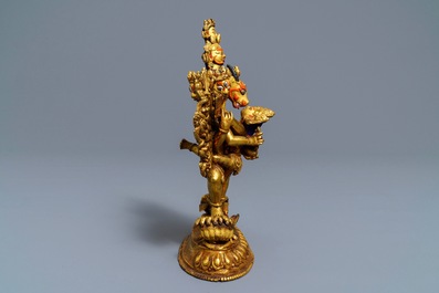 Un mod&egrave;le de Yamantaka et sa consorte en bronze polychrom&eacute;, Sino-Tibet, 19/20&egrave;me