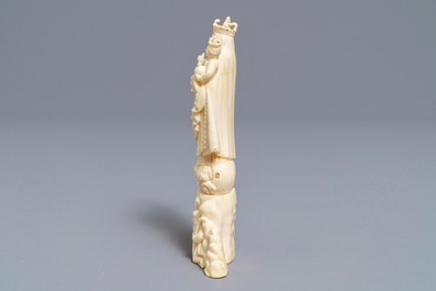 An Indo-Portuguese carved ivory figure of the Madonna with child, Goa, 19th C.