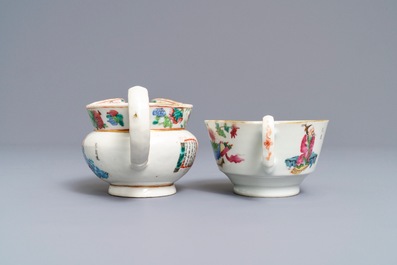 Four Chinese famille rose 'Wu Shuang Pu' wares, 19th C.