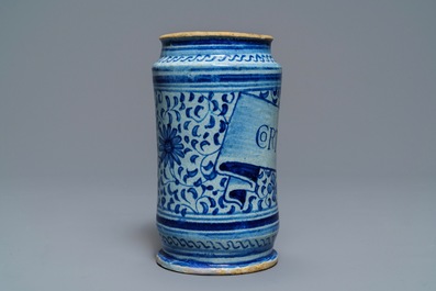 A blue and white Antwerp maiolica 'alla porcelana' albarello, 2nd half 16th C.