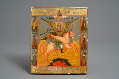 Two Russian icons: 'Saint Michael' and 'The all-seeing eye of God', 19th C.