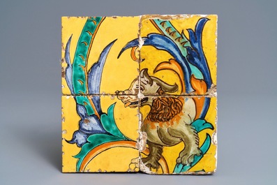 Ten polychrome Spanish tiles, Triana, Seville, 17th C.