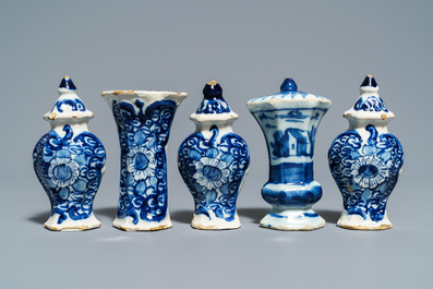 A varied collection of Dutch Delft blue and white miniatures, mostly 18th C.