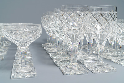 A set of 50 Val-Saint-Lambert crystal glasses, 20th C.
