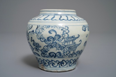 A Chinese blue and white jar, Hongzhi