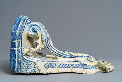 A large polychrome French faience wall bracket, Rouen, 18th C.