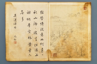 Dong Bangda (China, 1699-1769), toegeschreven: album met acht landschappen, inkt op papier