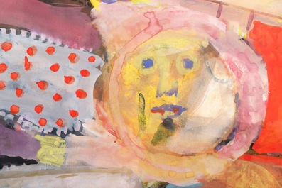 Jan Cobbaert (1909-1995): Abstract composition with child, water color on paper