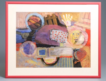 Jan Cobbaert (1909-1995): Abstract composition with child, water color on paper