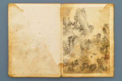 Dong Bangda (China, 1699-1769), toegeschreven: album met acht landschappen, inkt op papier