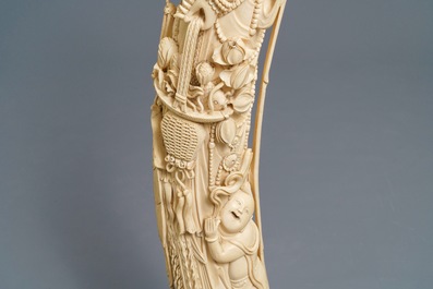 A very large Chinese carved ivory model of Guanyin, 19th C.