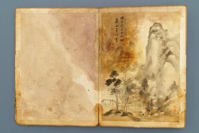 Dong Bangda (China, 1699-1769), toegeschreven: album met acht landschappen, inkt op papier