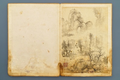 Dong Bangda (China, 1699-1769), toegeschreven: album met acht landschappen, inkt op papier