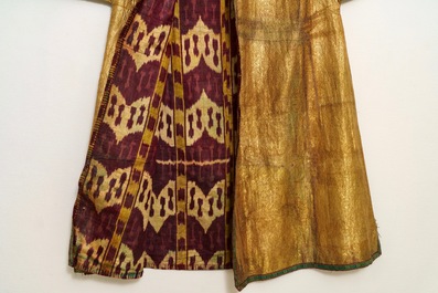 An Ottoman ikat silk and gold brocade chapan coat, Dagestan or Uzbekistan, 19th C.