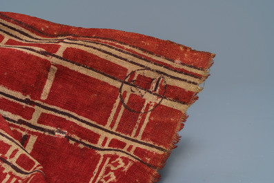 A ceremonial patola ikat sari for the Indonesian market with East India Company-stamps, Gujarat, India, 17th C.