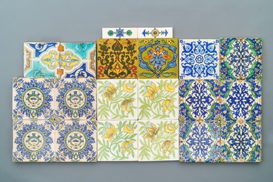 Fifty various Dutch Delft Islamic style tiles, 19/20th C.