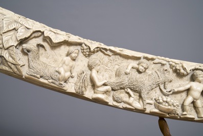 An exceptionally large carved ivory 'Bacchants' tusk, France or Italy, 18th C.