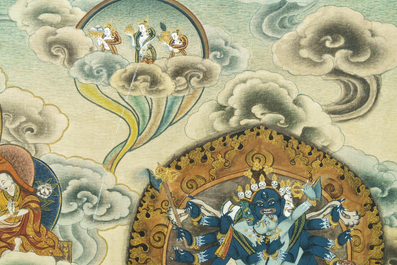 Een 'mandala' thangka, Tibet of Nepal, 19/20e eeuw