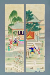 Lot van 24 Chinese schilderingen op rijstpapier, 19/20e eeuw