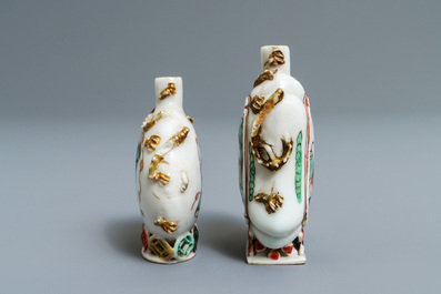 Two Chinese famille verte snuff bottles, Kangxi