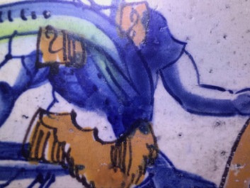 Un carreau en fa&iuml;ence de Delft polychrome &agrave; d&eacute;cor d'un soldat romain, Rotterdam, 1er quart du 17&egrave;me